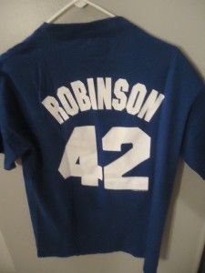 Jackie Robinson 42 Brooklyn Dodger Blue Tee Sz M