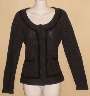  Republic Merino Wool Jackie O Jacket Sweater Sz M Charcoal Gray