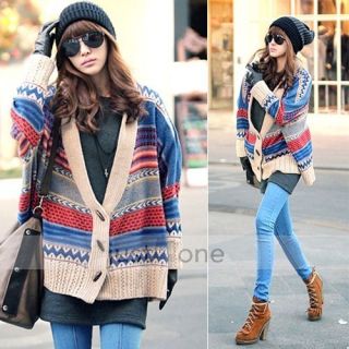 USD J41 Women Korean Chic Cape Sweater Cardigan Cape Multi Color