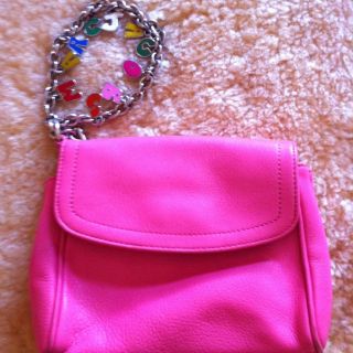 Marc Jacobs Mini Charm Brclet Purse! So Cute! Bright Pink With Rainbow