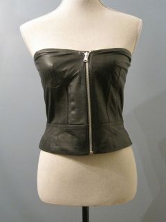 NWT Marc By Marc Jacobs Lambskin Leather Zip Front Bustier Top Blouse