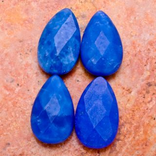 24x15mm 4pcs Blue Jade Gemstone Faceted Teardrop Beads