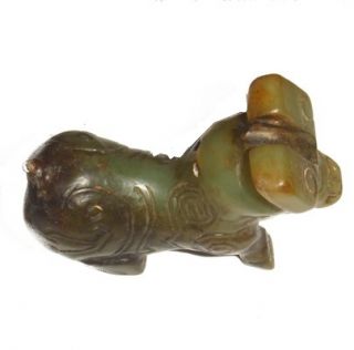 Jade Ox 2 3 Green Ancient Chinese Figurine Dragon Animal Prosperity