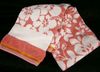  Yard Floral Jacquard Terry Bath Towel Coral NWD 3023s VH49