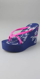 Juicy Couture Ginger Graphic Wedge Flip Flops
