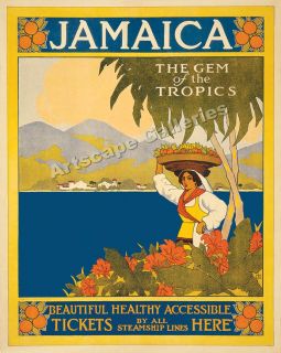 Jamaica Caribbean Vintage Style Travel Poster 24x32