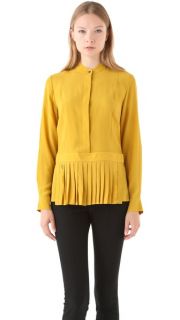 Alexander Wang Tumbled Crepe Shirt with Pleated Apron