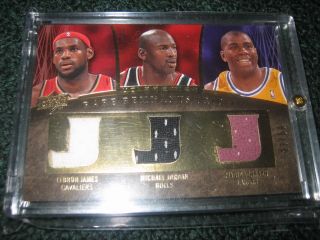 Lebron James Michael Jordan Magic Johnson Triple Jersey Card RD 22 50