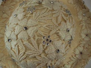 Vintage Jack McConnell Boutique NY Straw Hat with Pearls Rhinestones