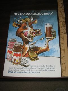  1970s salesman promo ad sheet JACK DAVIS art PDQ chocolate drink mix
