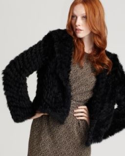 Marc Jacobs New Black Rabbit Fur Cropped Jacket Coat L BHFO
