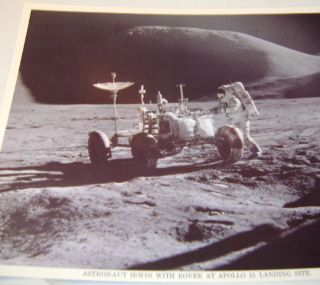  10 photograph of Astronaut James Irwin with the Lunar Rover Vehicle
