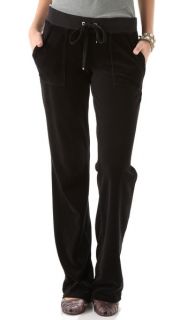 Juicy Couture Velour Boot Cut Pants with Snap Pockets