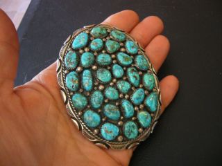  Morenci Turquoise Cluster Sterling Belt Buckle by James Lee