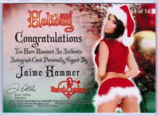 JAIME HAMMER 2006 BENCHWARMER HOLIDAY #d 41/50 CHRISTMAS AUTOGRAPH SET
