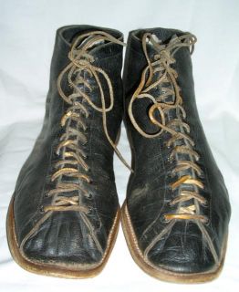Vtg 1890s Athletic Shoes Sports Hightop Leather Victorian Basketball
