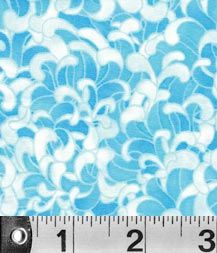 Stylized Chrysanthemum Floral Fabric in Shades of Blue