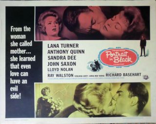   BLACK 1960 US Half Sheet Poster LANA TURNER ANTHONY QUINN SANDRA DEE