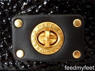 Marc by Marc Jacobs Totally Turnlock Jane Shine Black Gold Bag Clutch