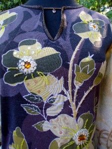 Jane Doe Collection Womens Embellished Floral Knit Top Size Large