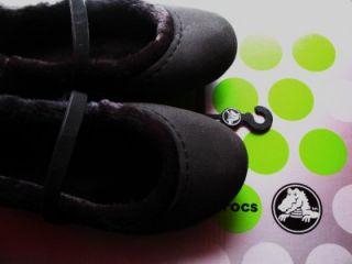 Crocs Nanook Girls Shoes w Faux Fur Black Mary Jane J