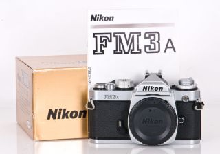Nikon FM3A 35mm Film SLR Chrome Camera Body Japan Boxed EXC