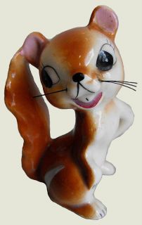 Vintage Post War Japan Squirrel Painted Porcelain Figurine Ornament
