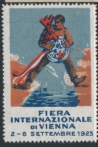 Austria Poster Stamp 1923 Fierra Internationale Vienna
