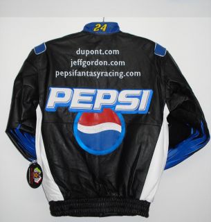  2XL NASCAR Jeff Gordon Pepsi Embroidered Leather Jacket New XXL