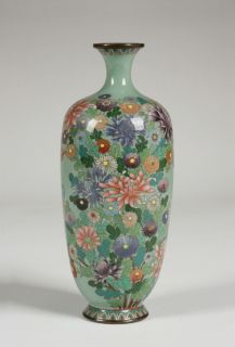 Very Fine Antique Japanese Cloisonne Vase Meiji Era Intricate Silver