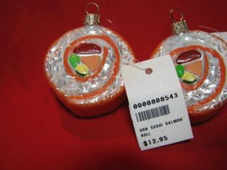 Sushi Salmon Roll Ornament Christmas Polish Glass Fish Japanese Rice