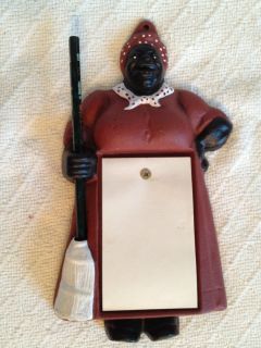 Vintage Black Americana Aunt Jemima Cast Iron Note Pad Pencil Holder