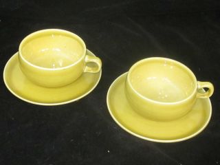 Two Russel Wright American Modern Cup Saucers Chartreuse