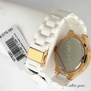 DKNY Womens Chronograph Multifunction Watch NY8261 White Ceramic Rose