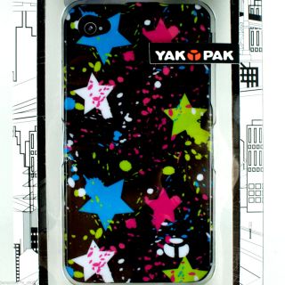 Yak Pak iPhone 4 Snap Case Cover 2 PC Black Star Splatter 16GB 32GB