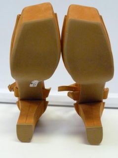 Jeffrey Campbell Perfect 2 Orange Suede Heels Platform Ankle Strap 8 5