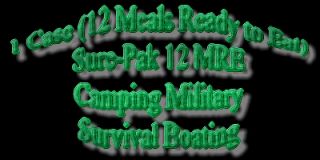 For sale is 1 case of Sure Pak 12 MREs By Sopakco. These meals are