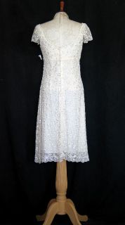 Jessica McClintock Ivory Embroidered Netting Short Wedding Gown Size 6