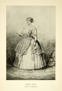 1905 Print Jenny Lind Soprano Swedish Nightingale Portrait Dress Opera