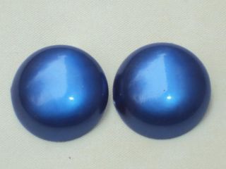 Vintage Blue Lucite Button Coro Clip on Earrings C1249