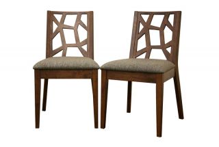 Jenifer Modern Dining Chair Set of 2 Sleek Wood and Fabric Side Chair