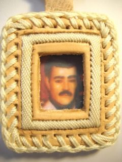 Jesus Malverde Narco Saint Leather Necklace Natural Colored Sinaloa