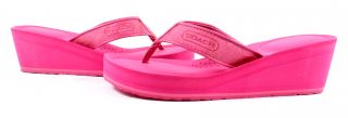 Coach Signature Jaicee Wedge Sandals Flip Flops Shoes Fuchsia 7 5 New