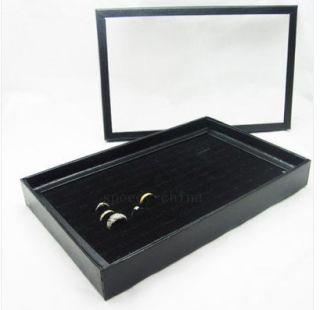 100 Slot Black Ring Display Box Jewelry Tray Organizer