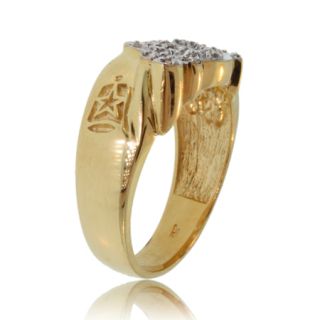Mens Shriner Masonic Diamond Ring 10K Gold Signet New