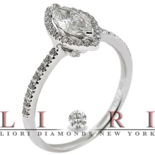 22 Carat G SI1 Marquise Cut Diamond Engagement Ring 18K Vintage
