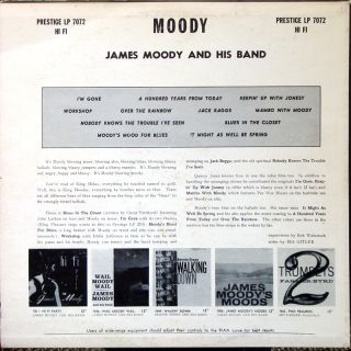 James Moody Moody LP Prestige PRLP 7072 US 1956 Jazz NJ RVG DG Mono
