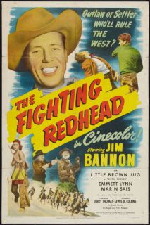  Fighting Redhead One Sheet Movie Poster Jim Bannon as Red Ryder 1949