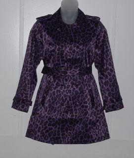 Joan Rivers Animal Print Belted Trenchcoat Size 2X Purple