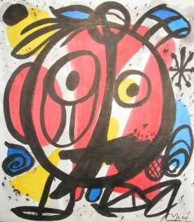 Beautiful Watercolor Painting w COA Joan Miro Signed Picasso Dali Time